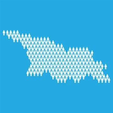 Georgia population. Statistic map made from stick figure people Illustrazione stock