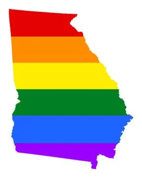 Georgia pride gay vector map with rainbow flag. USA LGBT Stock Illustration