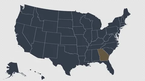 Georgia Pulsing on US Election Map Animation Seamless Loop Alpha Channel 4K Stock Footage 341309042