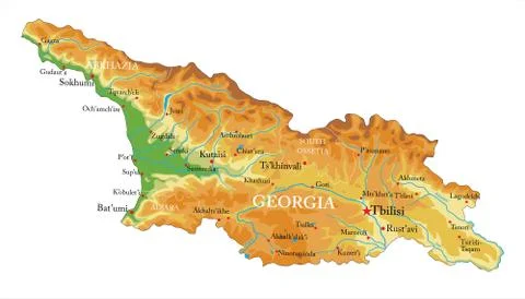 Georgia relief map Stock Illustration