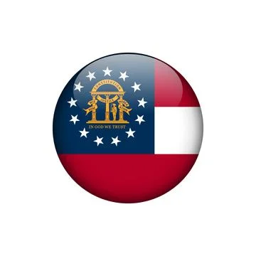 Georgia Round Circle Button Flag of the US States Vector Template Illustrazione stock