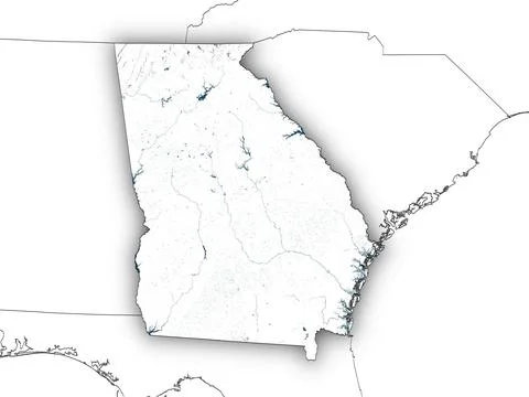 Georgia shape with state borders, white map Illustrazione stock