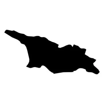 Georgia - solid black silhouette map of country area. Simple flat vector 스톡 일러스트