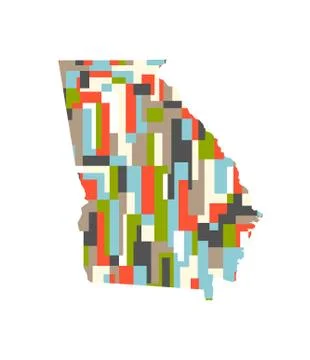 Georgia State Abstract rectangular color pattern Map. Vector Design illustration Illustrazione stock