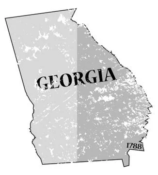 Georgia State and Date Map Grunged 스톡 일러스트