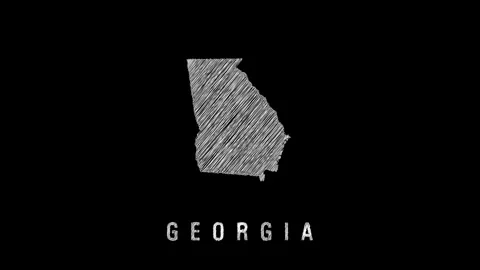 Georgia state animated scribble map on black background Video stock 317226584