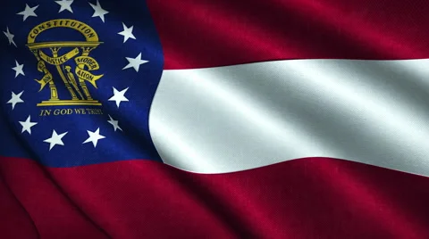 Georgia State Flag Flying in the Wind Looping 3D Animation Stock-Footage 66460739
