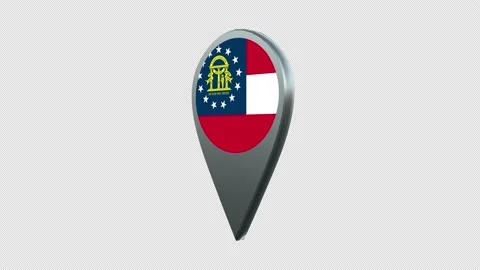 Georgia State Flag Location Map Marker Pin With Alpha Channel Looped Stock Footage 239456026