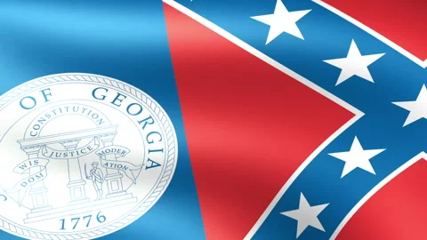 Georgia State Flag Waving 스톡 동영상 148076191