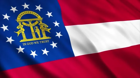 Georgia State Flag waving in the wind Stock Footage 236433503