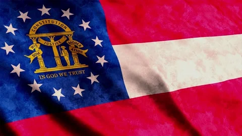Georgia State Flag waving in the wind grunge version Stock Footage 236433829