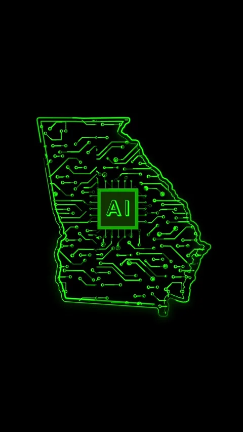 Georgia State Map AI Chipset Technology Opener Stock Footage 337184152
