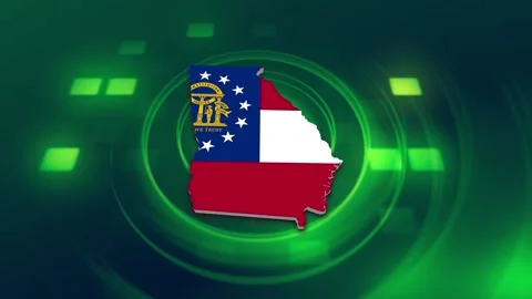Georgia State Map and Flag Background Stock Footage 344647822