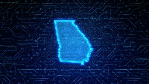 Georgia State Map Digital Technology Opener Stock Footage 335475599