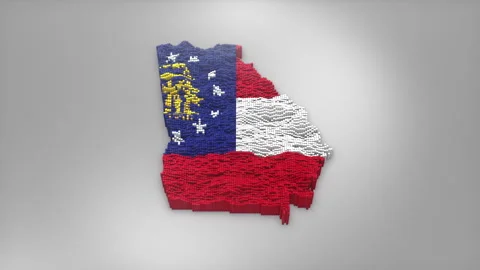 Georgia State Map with Flag Intro Background Stock Footage 315165580
