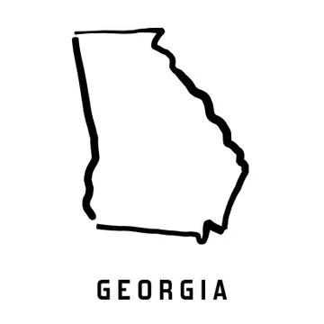 Georgia state map outline - smooth simplified US state shape map vector. Ilustração Stock