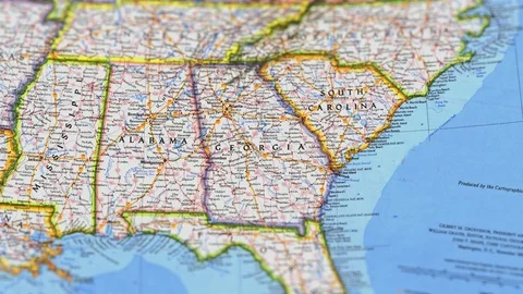 Georgia State On Map USA Video stock 119631588