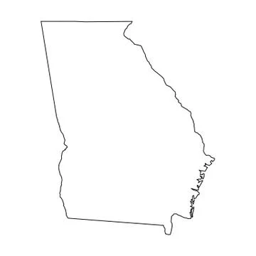 Georgia, state of USA - solid black outline map of country area. Simple flat Ilustração Stock
