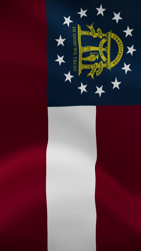 Georgia State Waving Flag in Vertical Orientation – Realistic Loop Animation Stock Footage 294948813