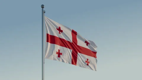 Georgia Tbilisi Flag loop Cinematic Realistic Waving Blue Sky Stock Footage 304683295