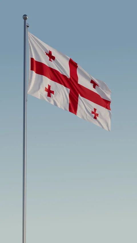 Georgia Tbilisi Flag Seamless Loop Cinematic Realistic Waving Blue Sky Stock Footage 319009813