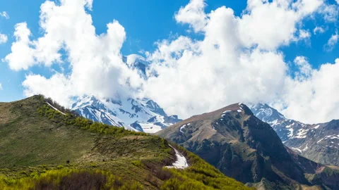 Georgia timelapse Stepansminda, mountains landscape of Georgia. Mount Kazbek Stock-Footage 109422934