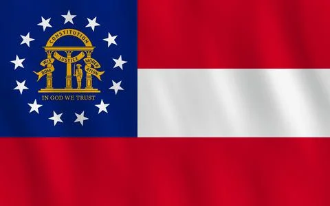 Georgia US state flag with waving effect, official proportion. Stock Illustration