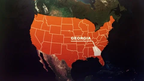 Georgia US State Satellite Map Animation V1 Stock Footage 303620239