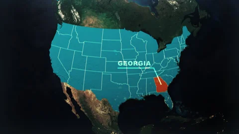 Georgia US State Satellite Map Animation V2 Stock Footage 307778631