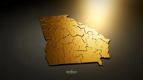 Georgia USA 3D state map in gold style 스톡 동영상 341171897