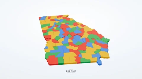 Georgia USA state map 3D animation seamless loop Stock Footage 341069592