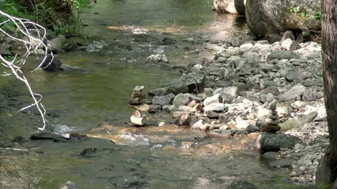 Georgia Vogel Park Springtime  A downstream view of Wolf Creek flowin over r Stock Footage 153765058