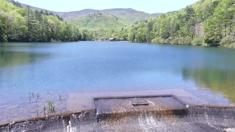 Georgia Vogel Park Springtime  A full view of Lake Trahlyta Lake and the cau Stock Footage 153773455