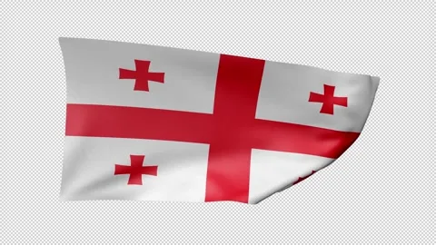 Georgia Waving Flag Transparent Alpha Stock Footage 274432004