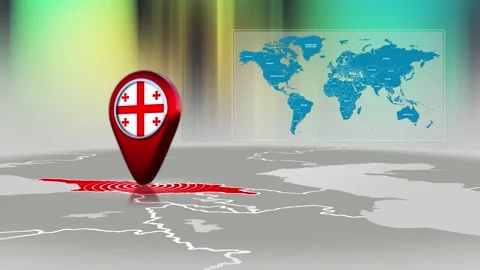 Georgia World Map Pin Location Background Loop 4k Stock Footage 341815676