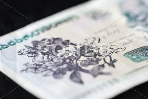 Georgian banknote of ten lari close up Stock Photos