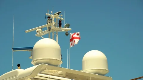 Georgian flag develops in the wind on the ship on a Sunny day. 動画素材 114635186