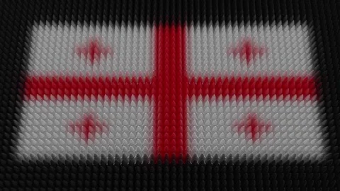 Georgian Flag Light Shining on Scrolling Bullets Stock Footage 277349039