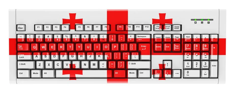 Georgian flag painted on computer keyboard. 3D rendering 스톡 일러스트