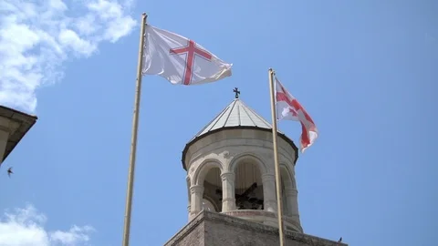Georgian Flag in the Sky Stock Footage 88742139