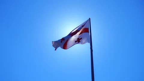 Georgian Flag Waving In The Wind Stock Footage 94698756