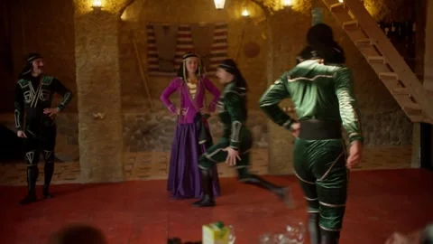 Georgian folk dance performance with traditional choreography in Tbilisi cellar Stock Footage 346933527