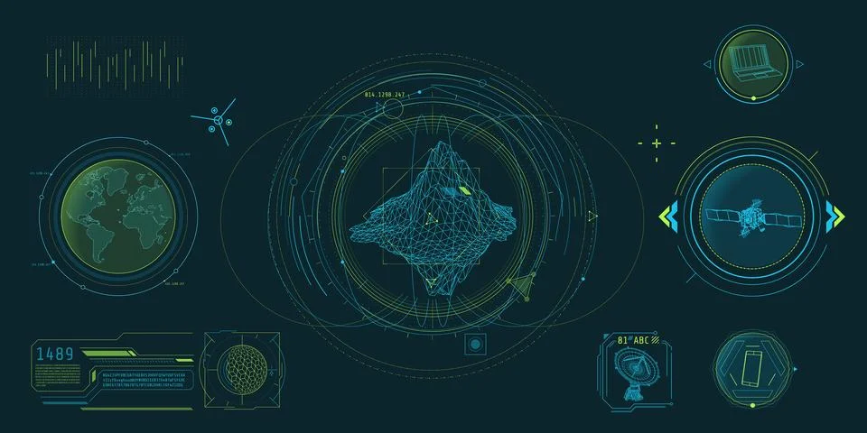 Geoscience HUD interface design with big data decoding. Stock Illustration