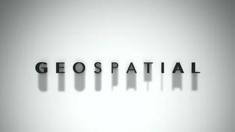 Geospatial 3D title animation matte black text on a white background Stock Footage 300717505