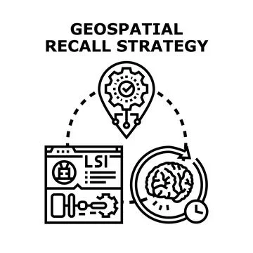 Geospatial recall strategy concept developing data memory Stock Illustration