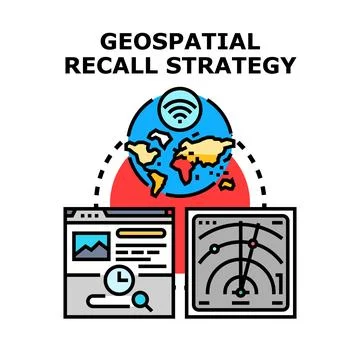 Geospatial recall strategy data analytics technology concept Stock Illustration