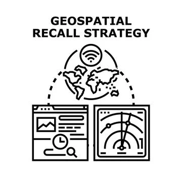 Geospatial recall strategy data analytics technology concept Stock Illustration