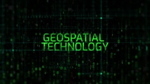 Geospatial Technology Text Animation on Digital Background Stock Footage 343565083
