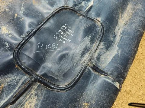 Geosynthetic installation process Stock Photos