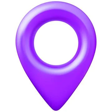 Geotag 3d vector icon, realistic lilac map pin, front view, travel app Illustrazione stock